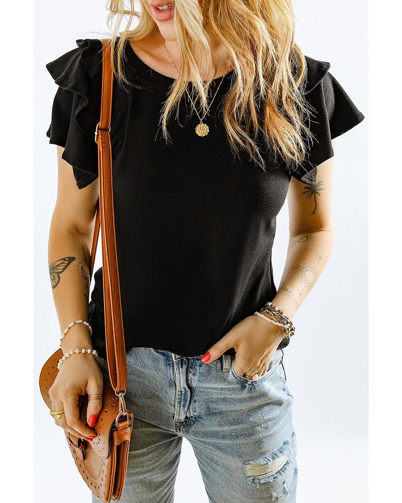 Azura Exchange Tiered Ruffled Short Sleeve T Shirt