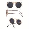 Steampunk Flip Up Men Sunglasses Vintage Men Round Metal Flip Double Lens Sun Glasses Non Polarized Glasses