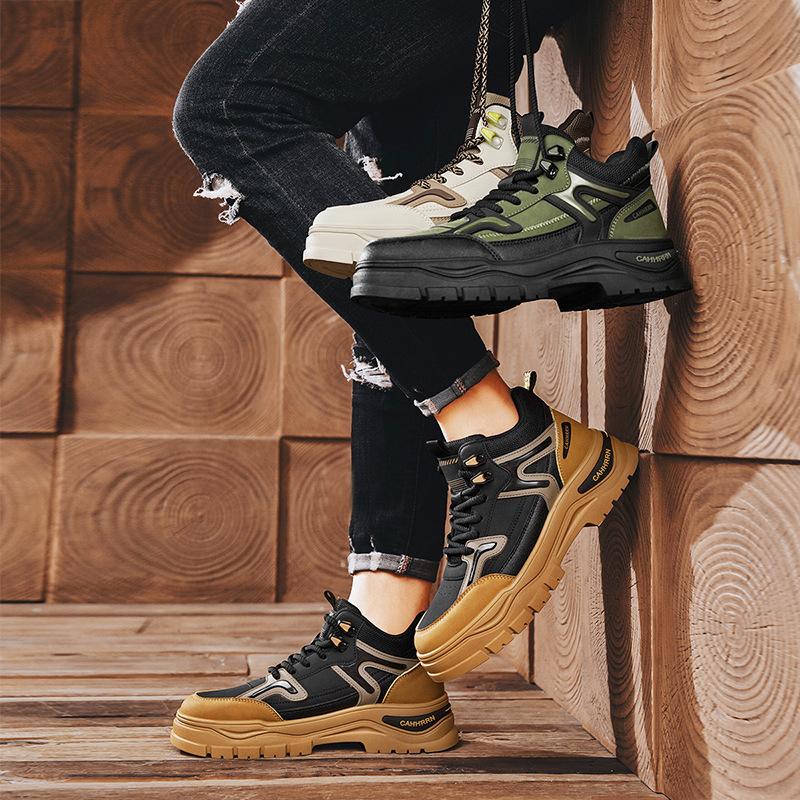 High-top Shoes Men's Autumn and Winter Trend Thick-soled Non-slip Work Martin Boots Medium-top Sports and Leisure Men's Shoes