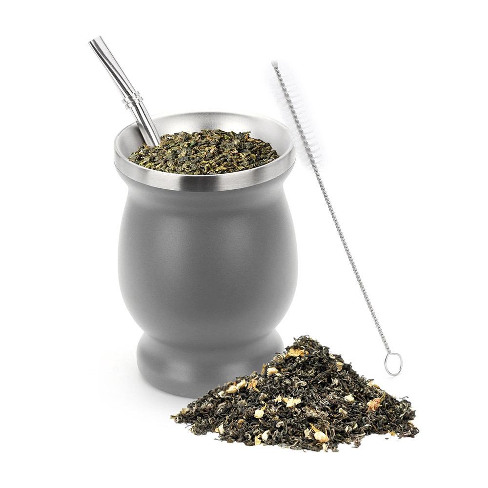 Yerba Mate Gourd Cup 304 Stainless Steel 8oz Mate Cup Double Wall 8oz Argentine Yerba Mate Gourd Cups for Hot and Cold Drinks