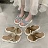 Thick-bottomed Pearl Slippers Women's Summer Wear 2025 New Versatile Fairy Style with Skirt Lazy One Pedal Sandals