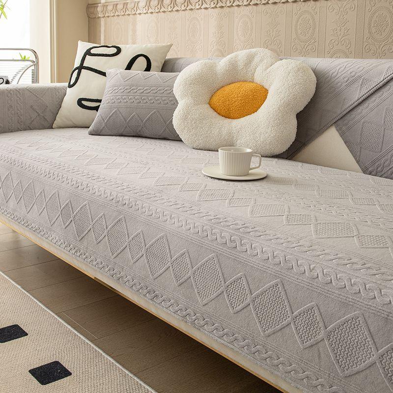 Сплошной цвет диванный коврик-полотенце Толстый плюшевый чехол для дивана Высокое качество Нескользящая подушка для дивана L-образный чехол для дивана Украшение гостиной