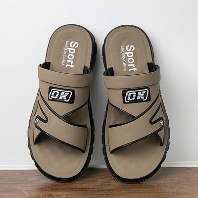 Летние модные стильные уличные тапочки нескользящие износостойкие пляжные мужские сандалии