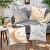 Ramadan Cushion Covers Square Contemporary White Moon Lantern Printed Zipper Closure Pillow Covers Living Room Sofa Bed Decor