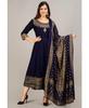 Women Printed Viscose Rayon Anarkali Kurta Gown With Attached Dupatta Set Party Wear Top Tunic Kurti
