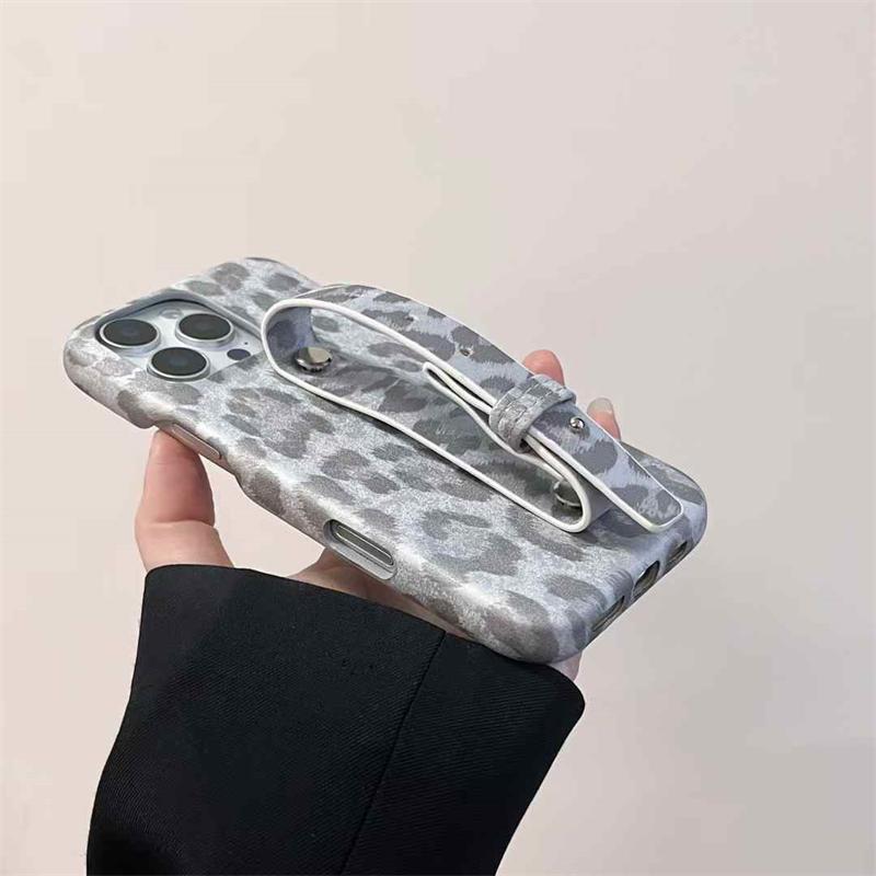 Роскошный чехол-держатель с леопардовым принтом для iPhone 16 15 14 13 12 11 Pro Max, противоударный чехол