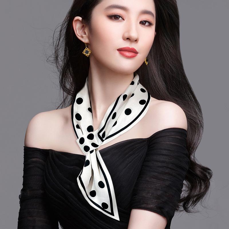 Silk Scarf Female Versatile Spring And Autumn Small Square Scarf Female Foreign Style Scarf Scarf Neck Protection Summer Scarf Silk Scarf Headband