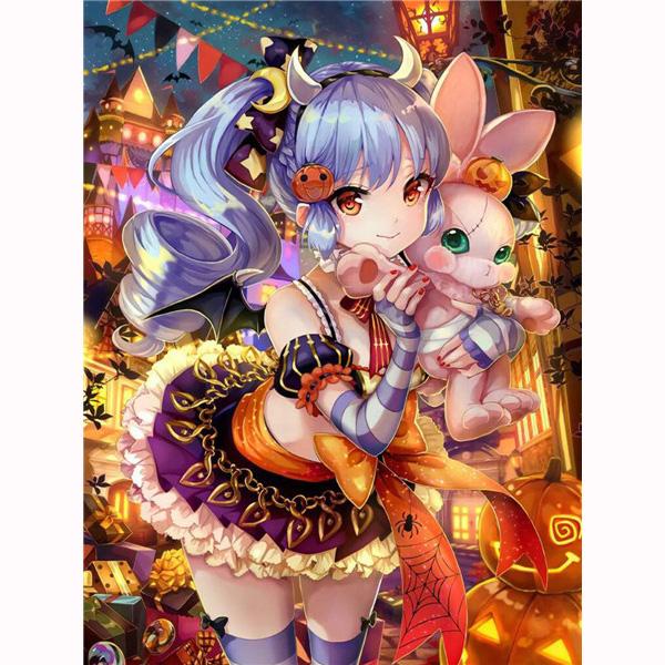 5D Diamond Embroidery Anime Girl Diamond Painting Halloween Pumpkin Cross Stitch Kit Mosaic Picture Home Decoration Kids Gifts