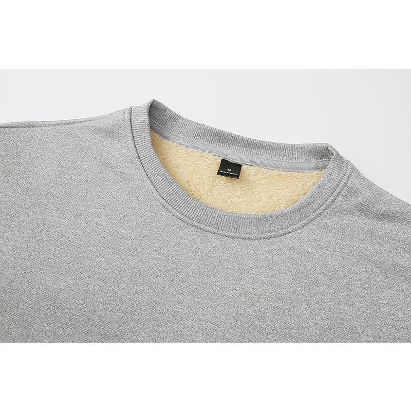 Мужская зимняя велюровая терморубашка с круглым вырезом, мужской свитер из овечьей шерсти