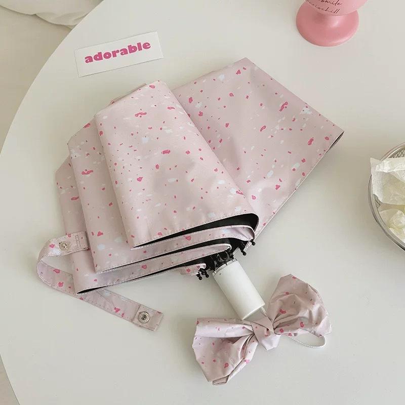 High-Value Pink Ink Splash Umbrella Sun Rain Dual-Purpose Sun Umbrella Women'S Vinyl Sun Protection And Ultraviolet Umbrella Dur