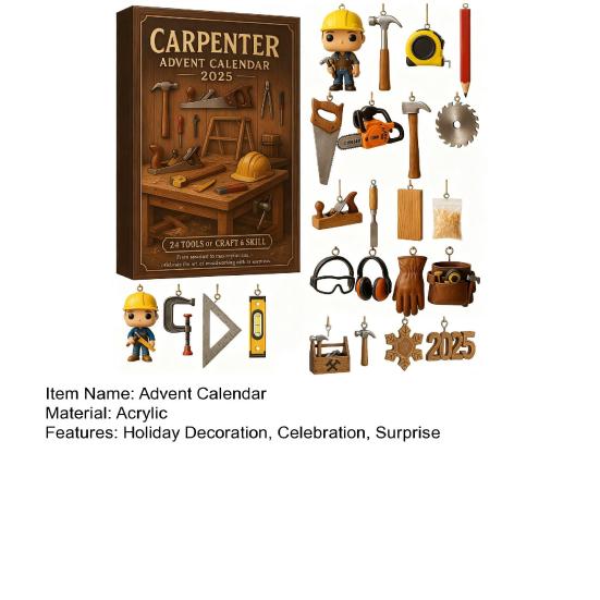2025 Плотницкий Адвент-календарь 24-дневный Рождественский Календарь Обратного Отсчета с Мини-инструментами Фигурками