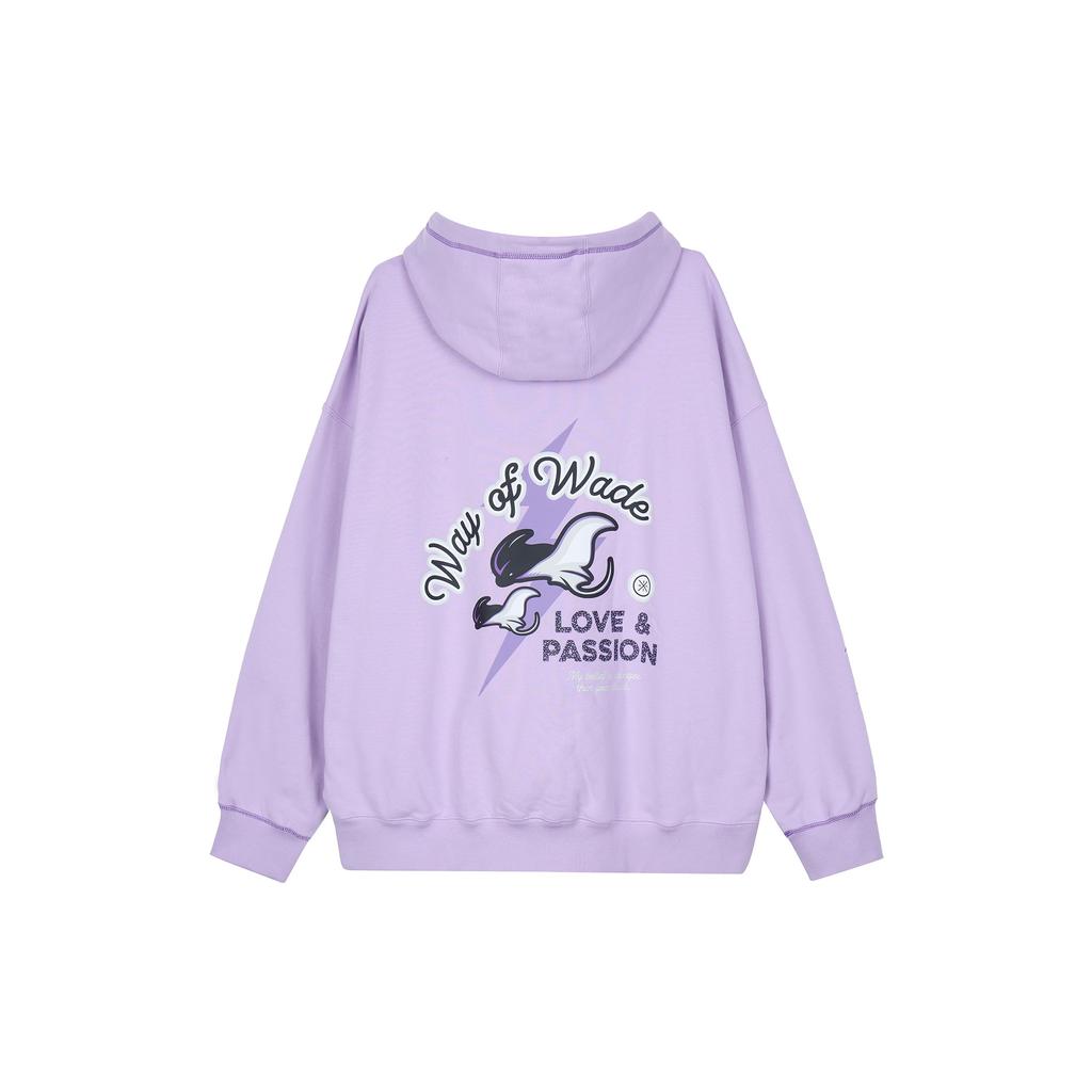 Li-Ning Баскетбольная серия Wade Christmas Edition, флисовая толстовка с капюшоном и длинными рукавами, мужские топы, лавандового цвета AWDU651-2