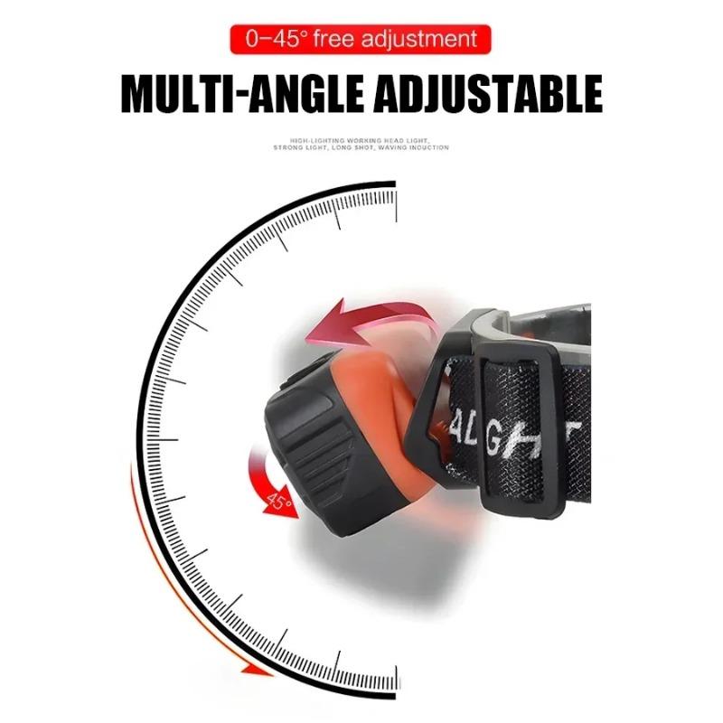 Умный налобный фонарь с ИК-датчиком движения, перезаряжаемый через USB Type-C, предупредительный свет, водонепроницаемый, индукционный налобный фонарь
