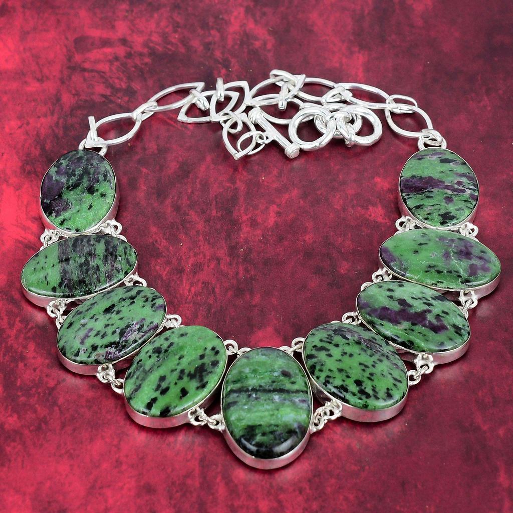 Ruby Zoisite Necklace Gemstone Jewelry, 925 Solid Sterling Silver Handmade Adjustable Chain Necklace, Latest Design Jewelry