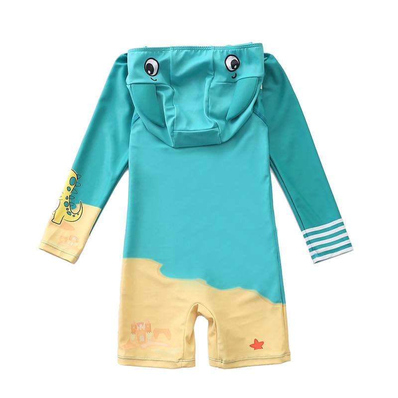 Цельный купальник для мальчиков от 1 до 7 лет, купальный костюм на молнии для малышей, купальный костюм с капюшоном, детский купальник с рисунком для маленьких мальчиков