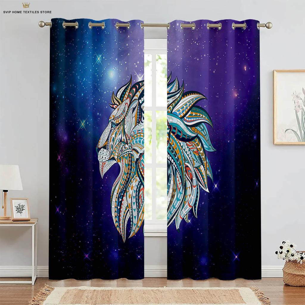 Шторы с изображением лесных животных, тигр, лев, подходят для спальни, гостиной, кабинета, детской комнаты, 2 шт.