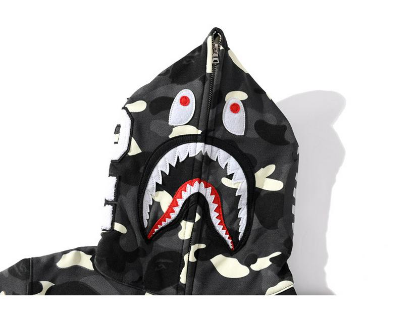 Кросс-бордер Камуфляж Bape Акула Светящийся Свитшот с Двойным Капюшоном