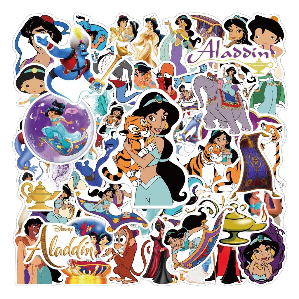 C-195 54 листа мультяшных глянцевых наклеек «Принцесса Жасмин и лампа Аладдина» для детей
