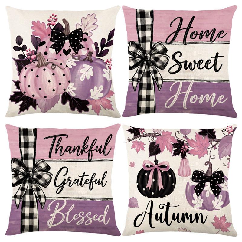 Halloween Pillow Covers Pumpkin Ghost Print Couch Throw Pillow Case Cushion Cover for Sofa Bed Holiday Decor 45x45cm