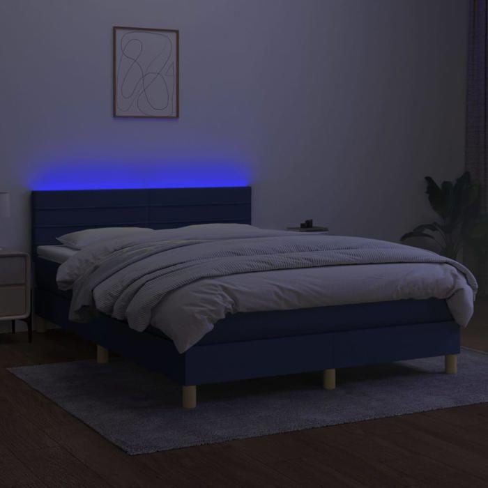 Maison Exclusive - Sommier à lattes de lit avec matelas LED Bleu 140x190 cm Tissu