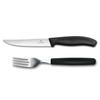 VICTORINOX Steak Pizza Knife Fork Fork Knife Swiss Classic Wavy Blade Captures Food To the End for Easy Dishwasher Safe & Set, Set, Black, Cutting,