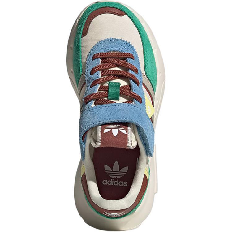 Adidas Оригинальные Retropy F2 CF EL Классические Влагоотводящие Низкие Повседневные Кроссовки Детские кроссовки Чудо-белый Чудо-коричневый Светло-травянисто-зеленый JR7991