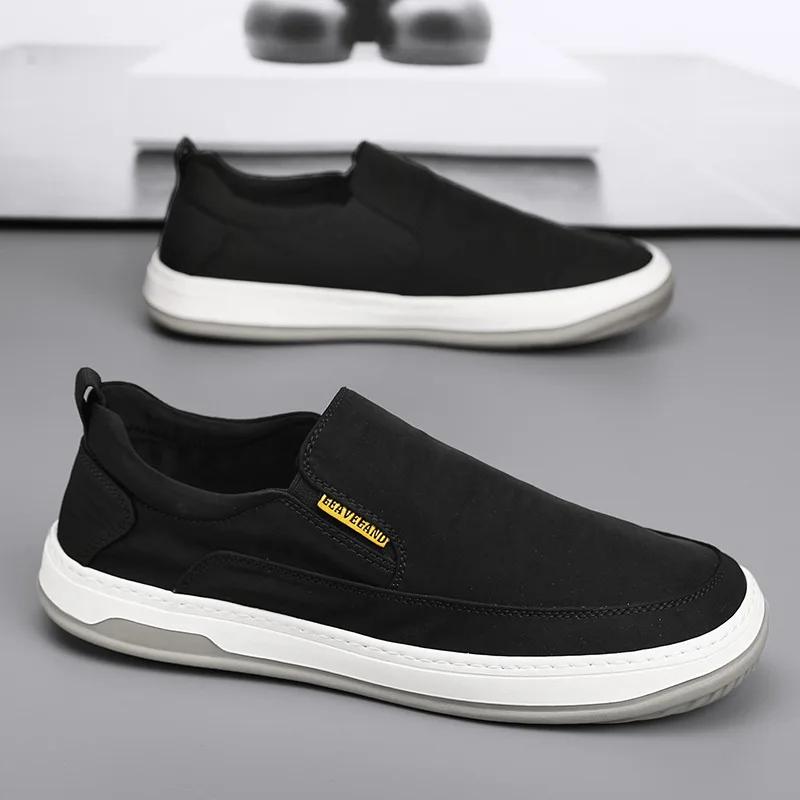 Модная мужская обувь Ice Silk Breathable Sneakers Новая повседневная обувь для мужчин Удобные прогулочные туфли на плоской подошве из парусины Slip on Loafers Zapatillas Hombre