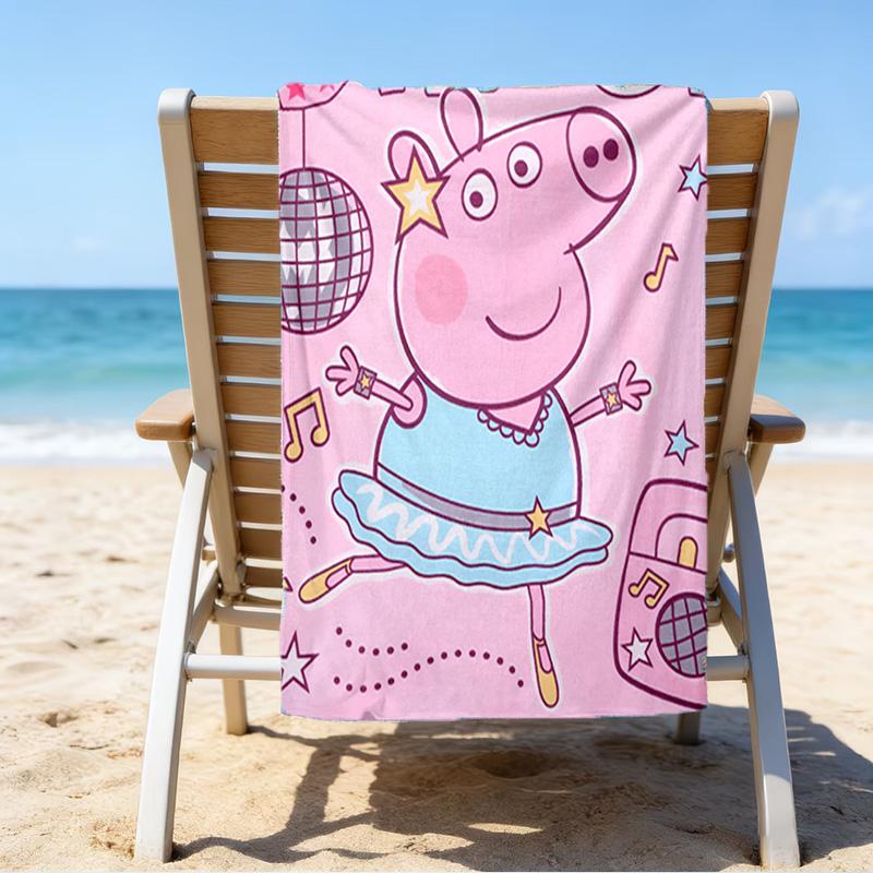 Dance Party With Peppa Microfiber Beach Towel, Lightweight And Quick-Dry, for Summer Travel, Beach Essential, Swimming Pool Outdoor