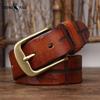 Belt Men's Handmade Retro Vegetable Tanned Leather Genuine Cattlehide Leather Surface Belt Men's All-Matching Personality Trend Pant Belt