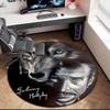 1 шт. Черно-белый ретро круглый ковер Johnny Hallyday, окрашенный, печатный круглый ковер, домашний коврик для двери, коврик для защиты при путешествиях на открытом воздухе