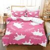 Princess Crown Bedding Sets For Girls Microfiber Duvet Cover Set Full Size ,Pink Butterfly Festival Comforter Cove Pillowcases