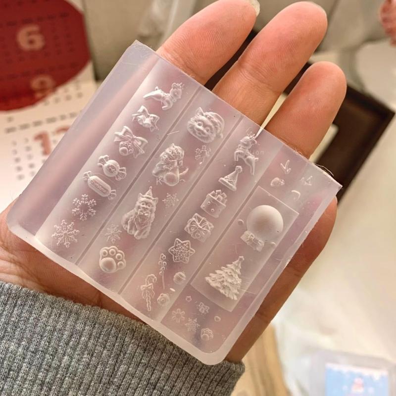 3D Барочный Ангел Бабочка Рождественская Елка Снеговик Форма для Ногтей DIY Украшения для Нейл-арта Силиконовая Форма для Лепки Маникюрный Шаблон