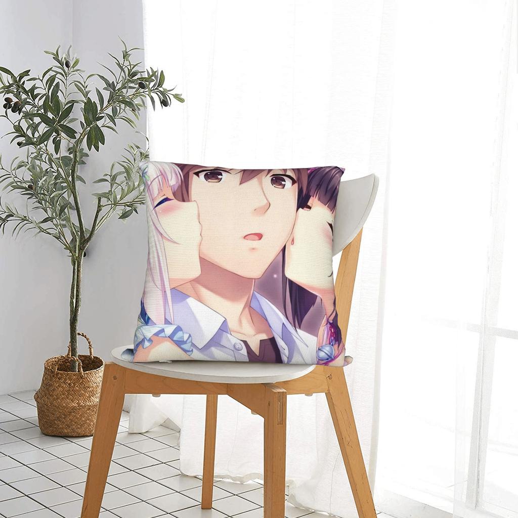 Super Kawaii Game Nekopara Chocola Vanilla Pillow Case Square Pillow Cover Funny Cushion Cover For Living Room Chair
