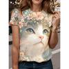Women's Funny Cat 3D Prints T-Shirt Short Sleeve Tees Tops 3D Prints Crew Neck Shirt Summer Casual Women's Clothing Apparel