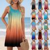 Женская мода пляжный жилет повседневный летний с карманами на бретелях градиентный принт платье