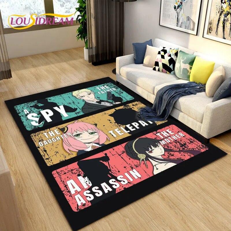 SPY×FAMILY Japan Anime Cartoon Area Rug,Carpet Rug for Living Room Bedroom Sofa Doormat Decoration, Kids Play Non-slip Floor Mat