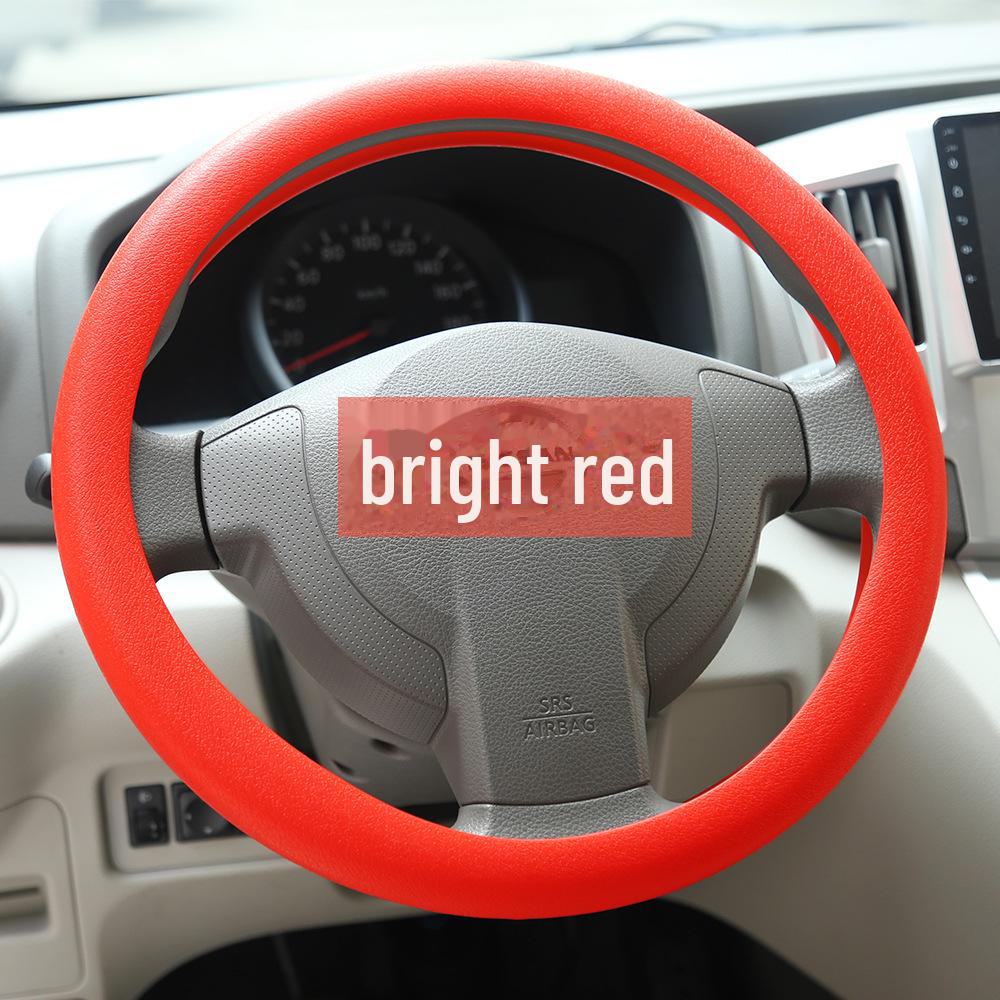 Litchi Pattern Silicone Steering Wheel Cover: Fold-Resistant, Flexible, Scratch-Resistant Leather Protector