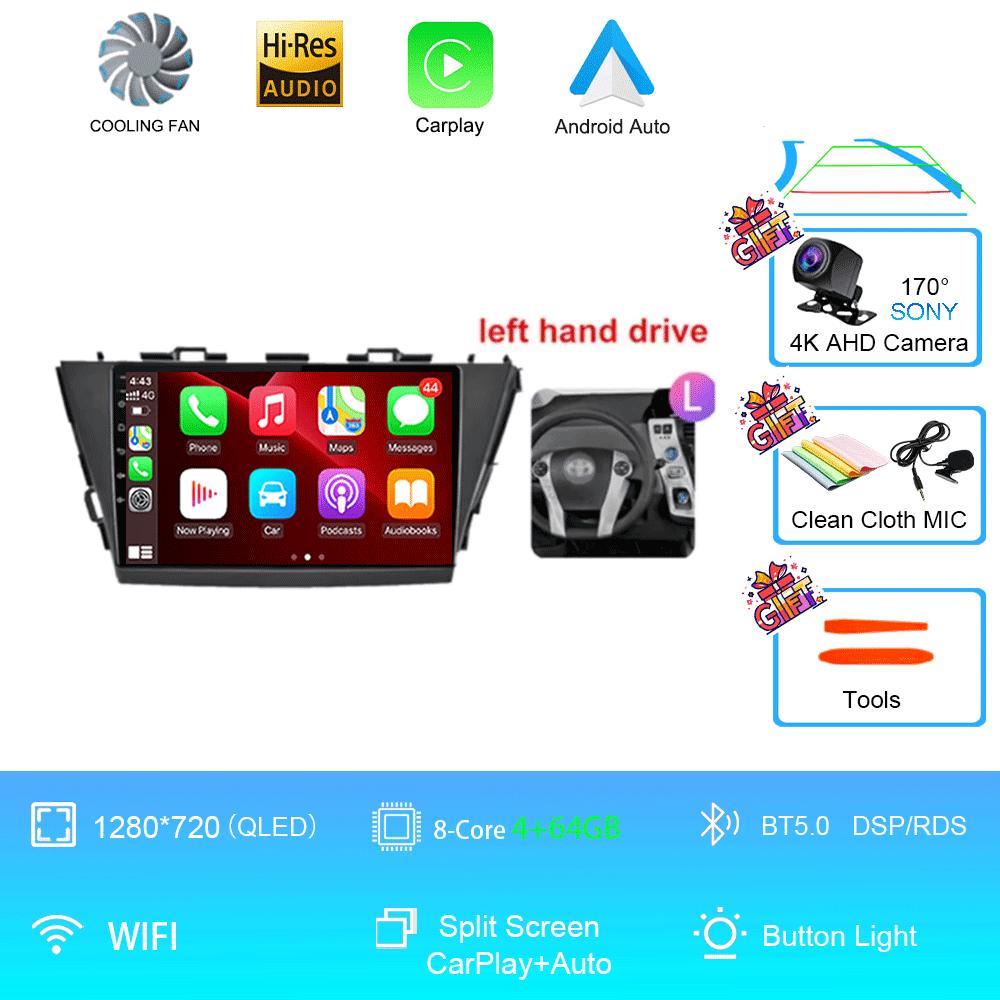 9-дюймовый Android 14 автомобильный радиоприемник для Toyota Prius V Plus Alpha 2012 2013 2014 2015 стереоплеер GPS навигация Carplay Auto LHD RHD DVD