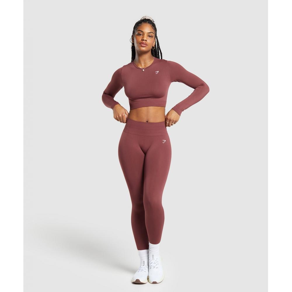 Gymshark Повседневный бесшовный укороченный топ с длинными рукавами бордового цвета B7a2s Rbqv