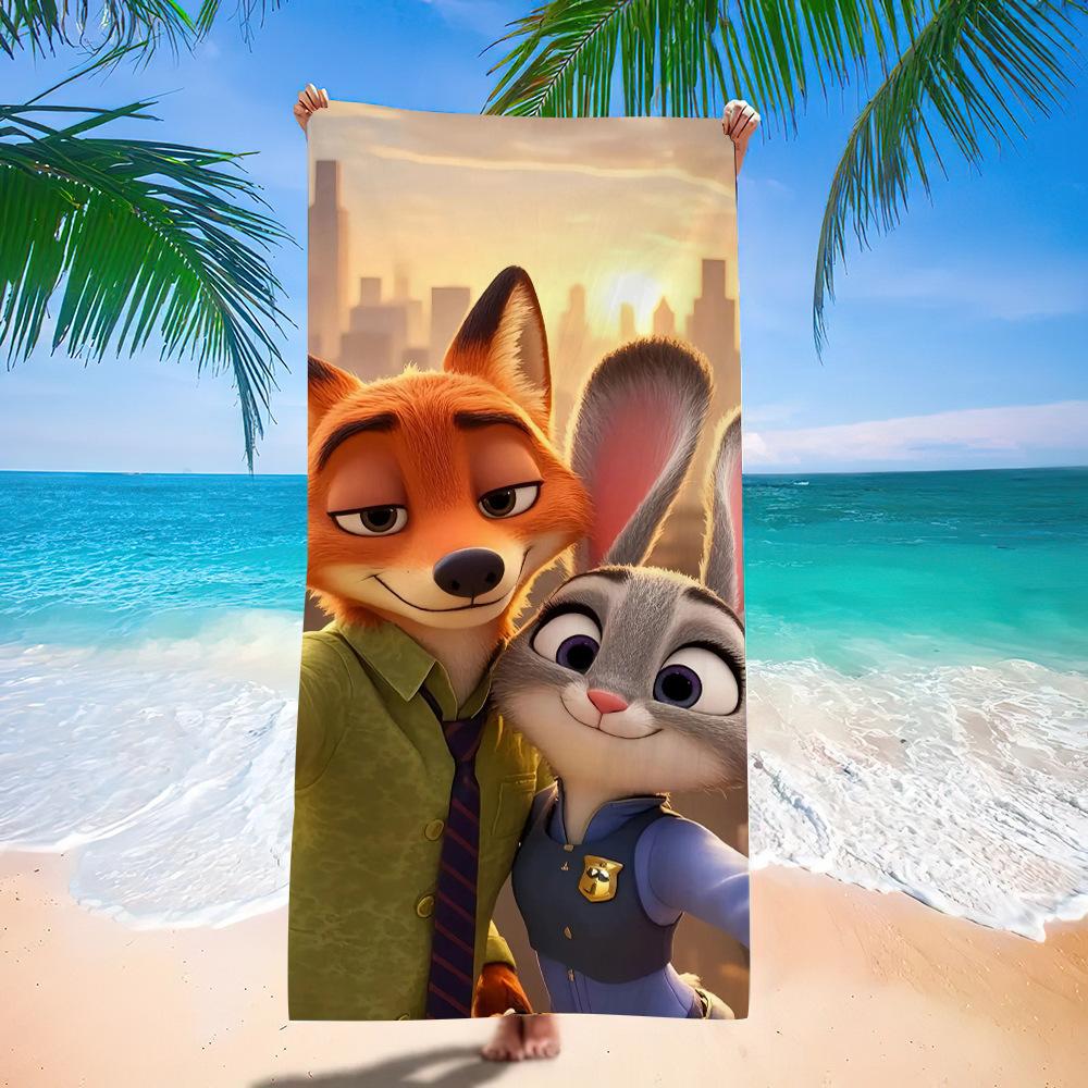 Zootopia Beach Towel Microfiber Bath Towel Kids Cartoon Week Judy Nick Quick Dry Towel
