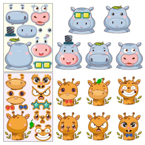 6 шт. Дети создают мультфильмы своими руками наклейки с животными корова панда щенок наклейки жираф головоломка DIY ремесло