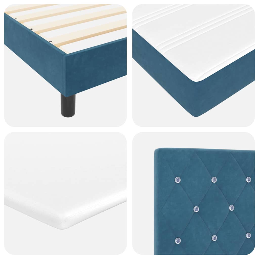 Box Spring Bed with Mattress Dark Blue 80 x 200 cm Velvet