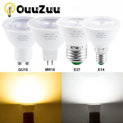 MR16 GU10 E27 E14 Светодиодная лампа Lampada 5 Вт/7 Вт 220 В Светодиодная лампа Bombilla Прожектор Lampara Светодиодный точечный светильник 120 градусов Холодный/Теплый белый