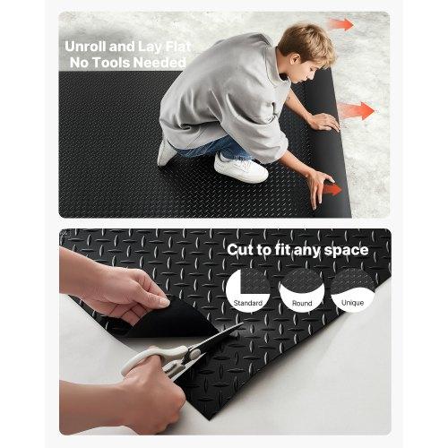 VEVOR Garage Floor Roll, 1.22 x 7.62 m Garage Flooring Mat, 3 mm Thickened Rubber Diamond Plate Floor Protector Mat, Non-Slip, Wear-resist Waterproof