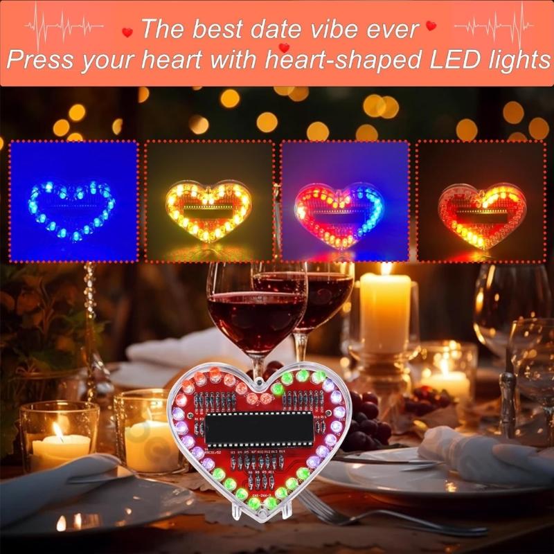 32 RGB светодиода DIY Набор для пайки в форме сердца Обучающий набор по электронике для студентов и любителей рукоделия Подарок