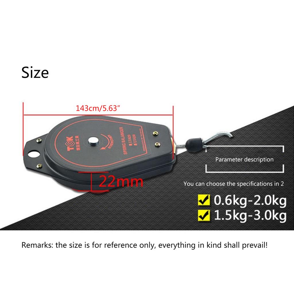 0.6~2kg/1.5~3kg Load Capacity Spring Balancer Tool Retractable for Assembly Line with Positioner Kitchen Gadgets Black