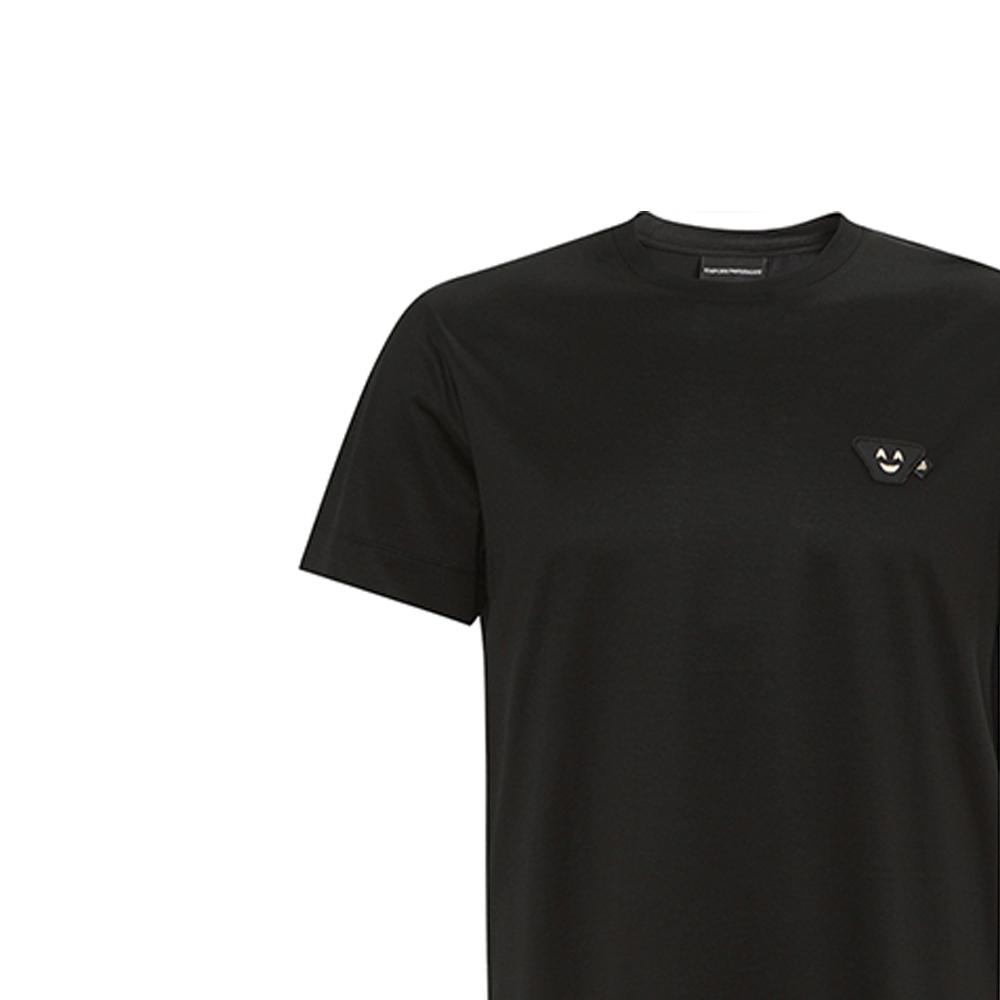 Emporio Armani Футболка с логотипом-смайликом SS22 Regular Мужские Топы Черный 3L1TEY-1JUVZ-0999