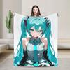Одеяла Hatsune Miku Vocaloid в стиле аниме из фланели, новинка, дышащие пледы для покрытия кресла, дивана, осень/зима,