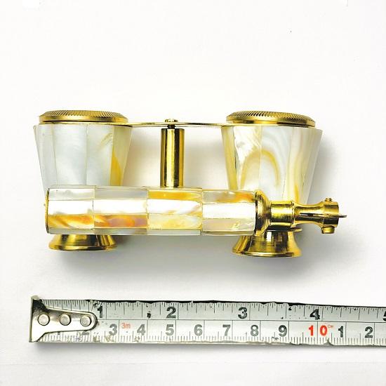 Pure Shiny Brass, Vintage White Binocular With Handle, Theatre Glasses, Mini Nautical, Mother of Pearl, Compact Cute Gift, Gift For Father