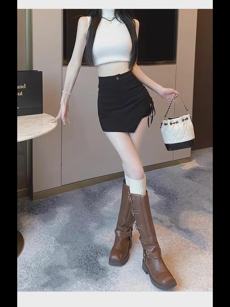 Women’s Spring 2024 Fashion: Korean A-Line Skirt with Drawstring Waist